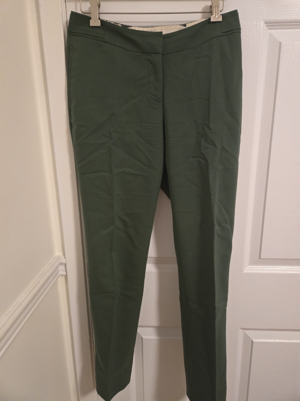 H&M Forest Green Cropped Straight-Leg Pants
